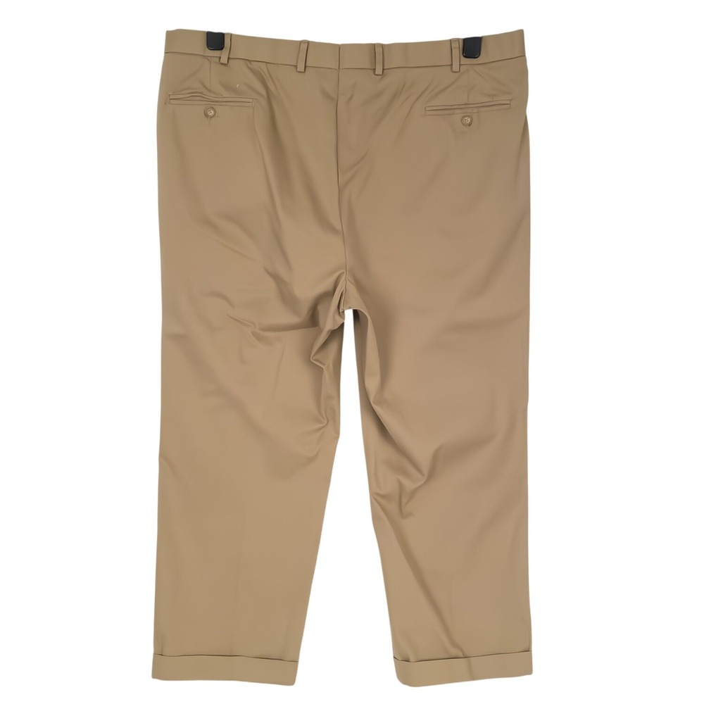 Ben Silver English Drills Pants Men's 42 Khaki Pleated Cuffed USA FITS 40x26.5 - Picture 3 of 15